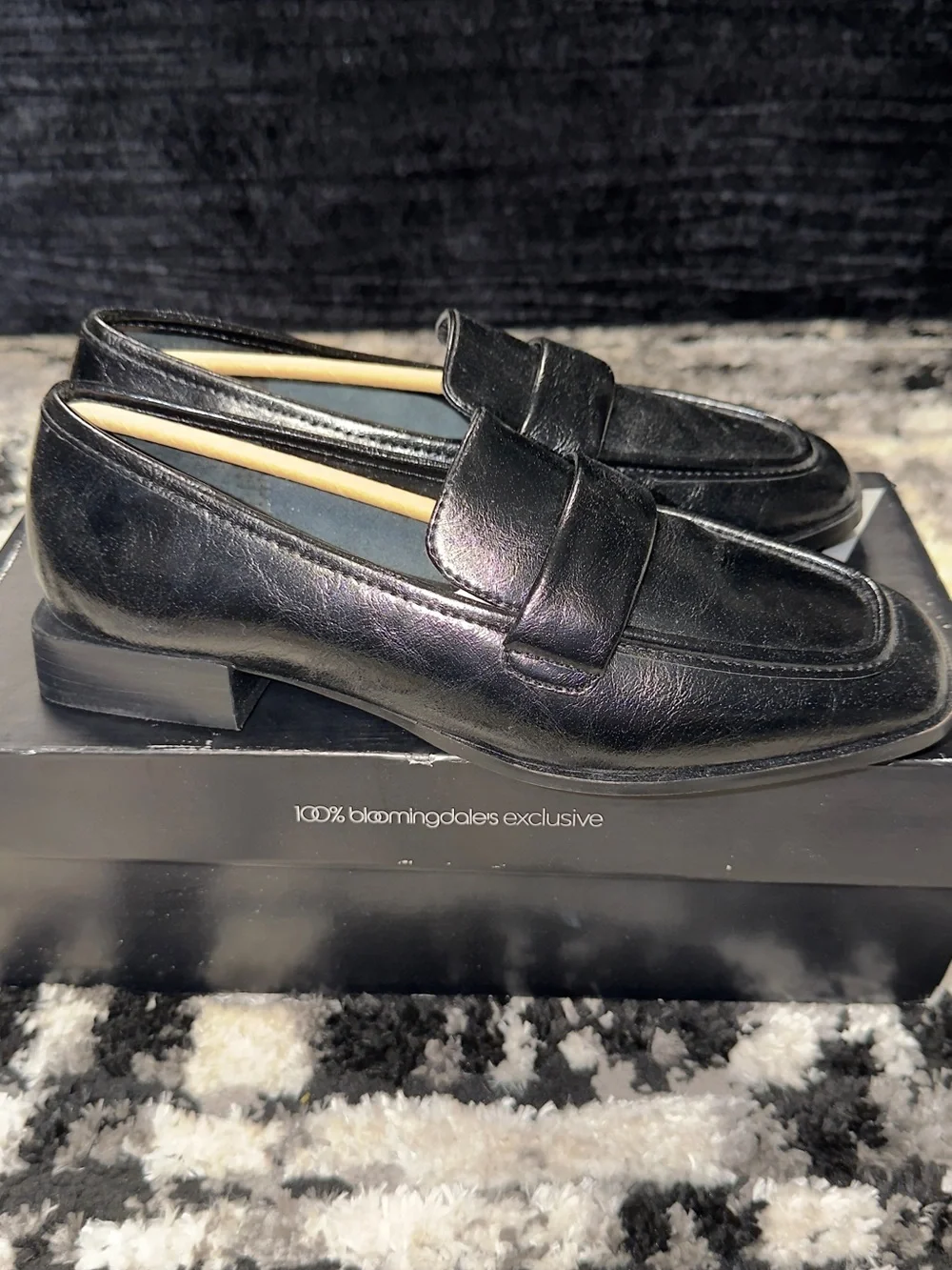 Aqua Black Leather Women’s Penny Loafers